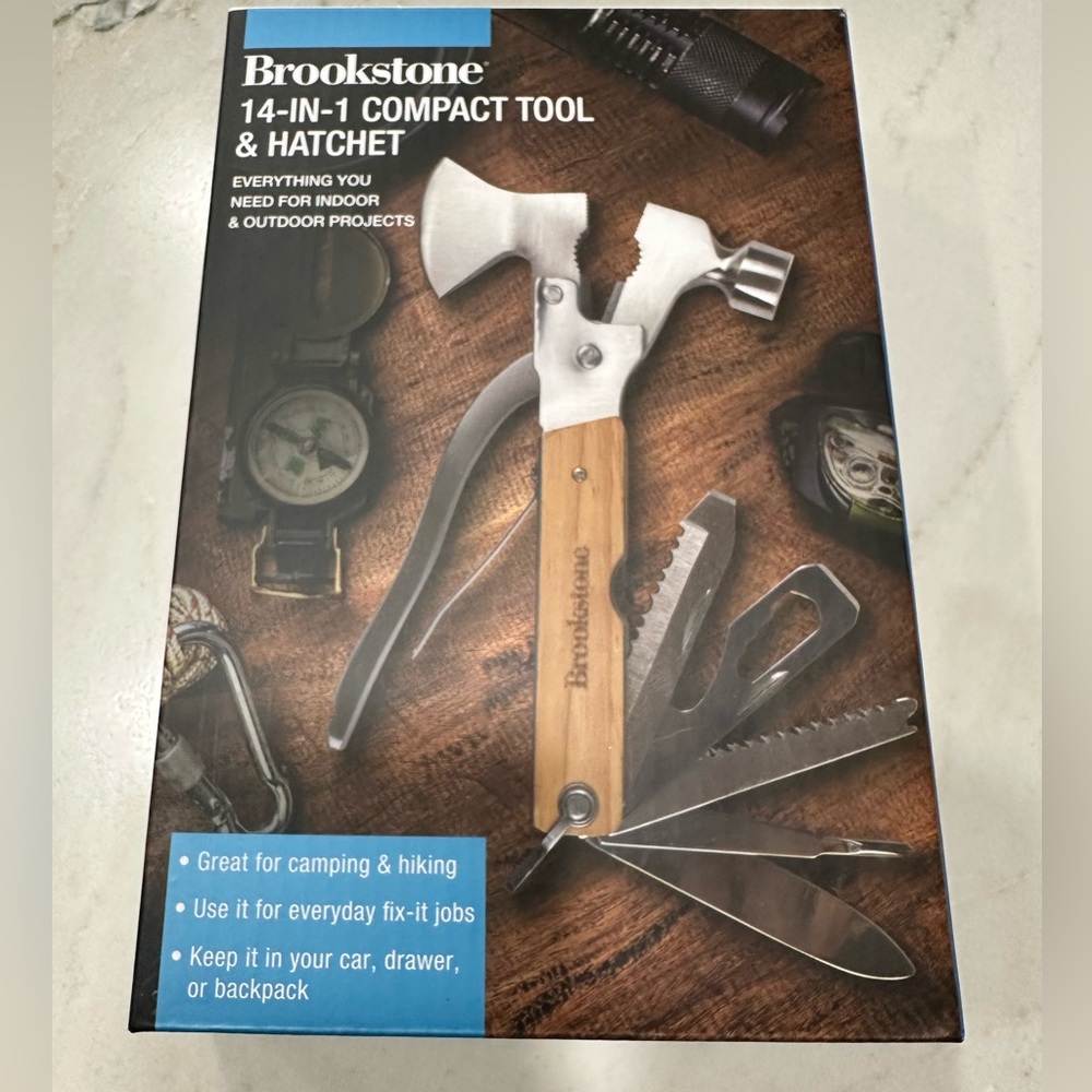 NEW Brookstone 14-In-1 Compact Tool & Hatchet